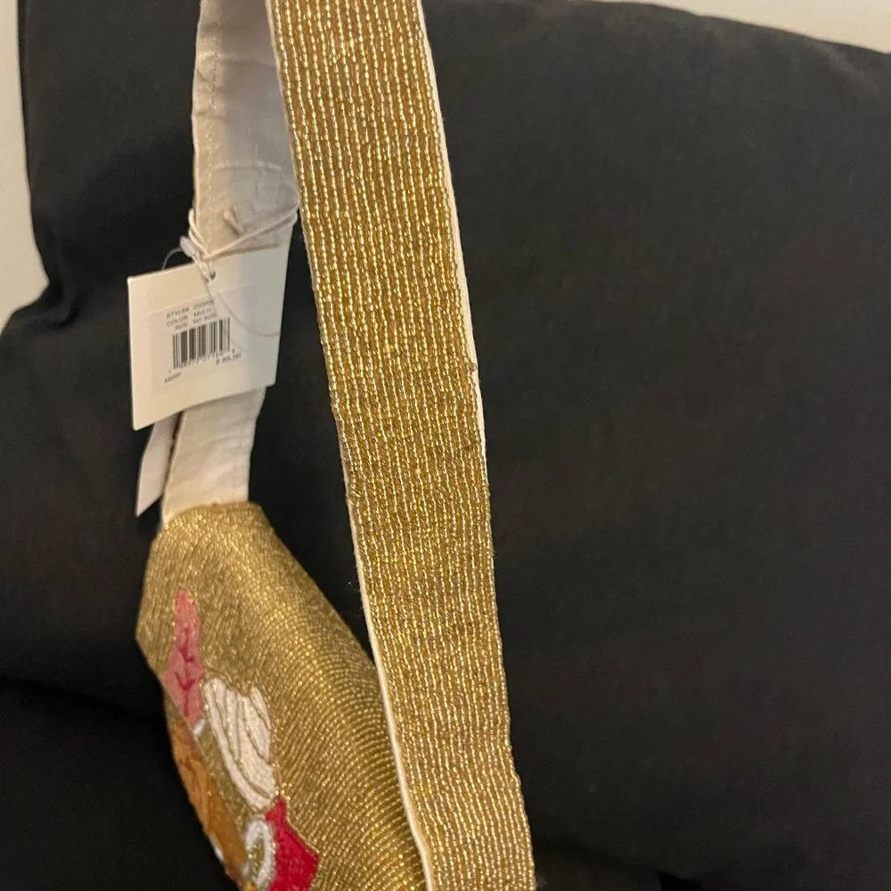 Gold Beaded Autumn Shoulder Bag with Seasonal Embroidery